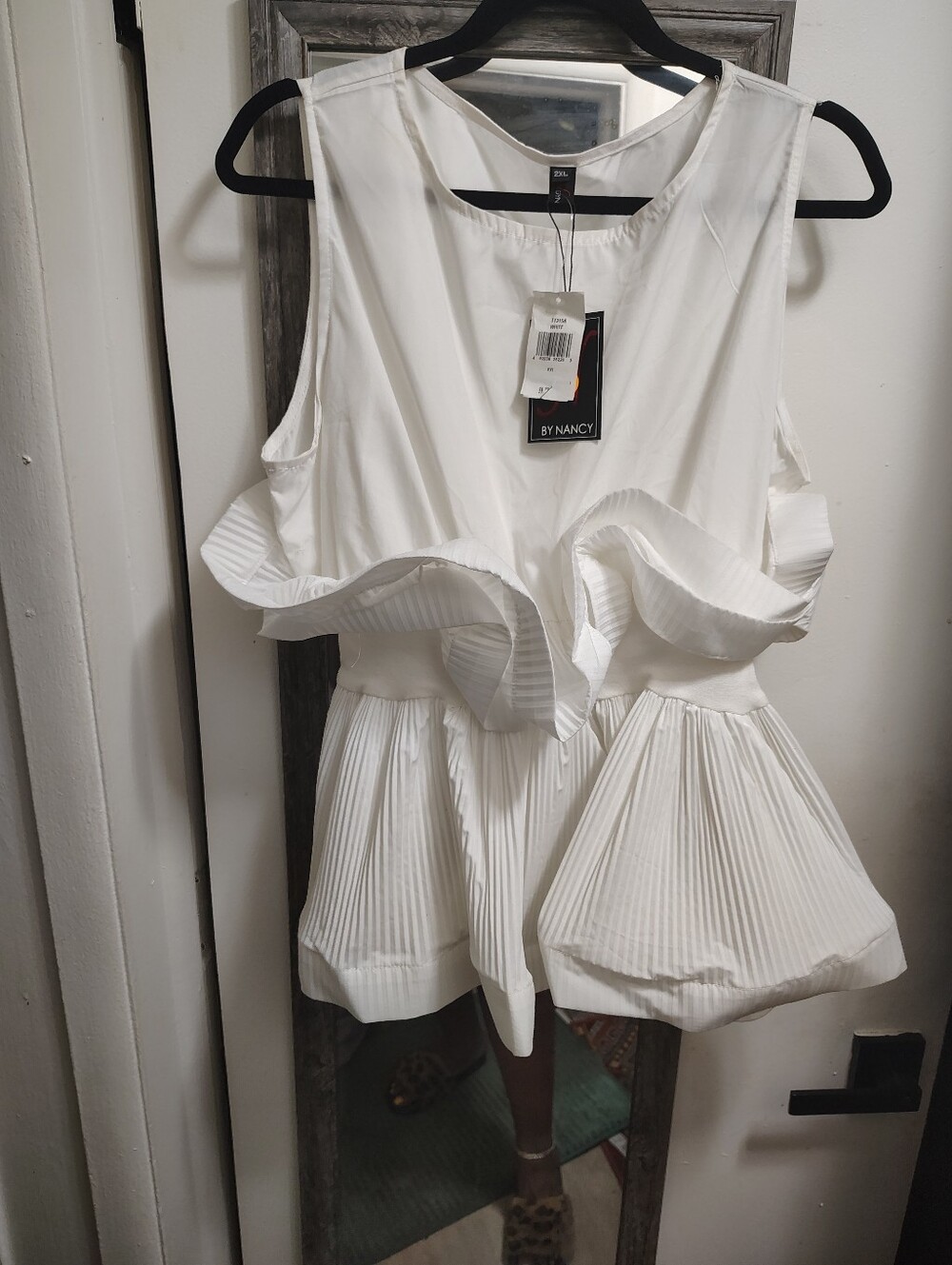 Unlisted White Ruffle Pleated Sleeveless Top